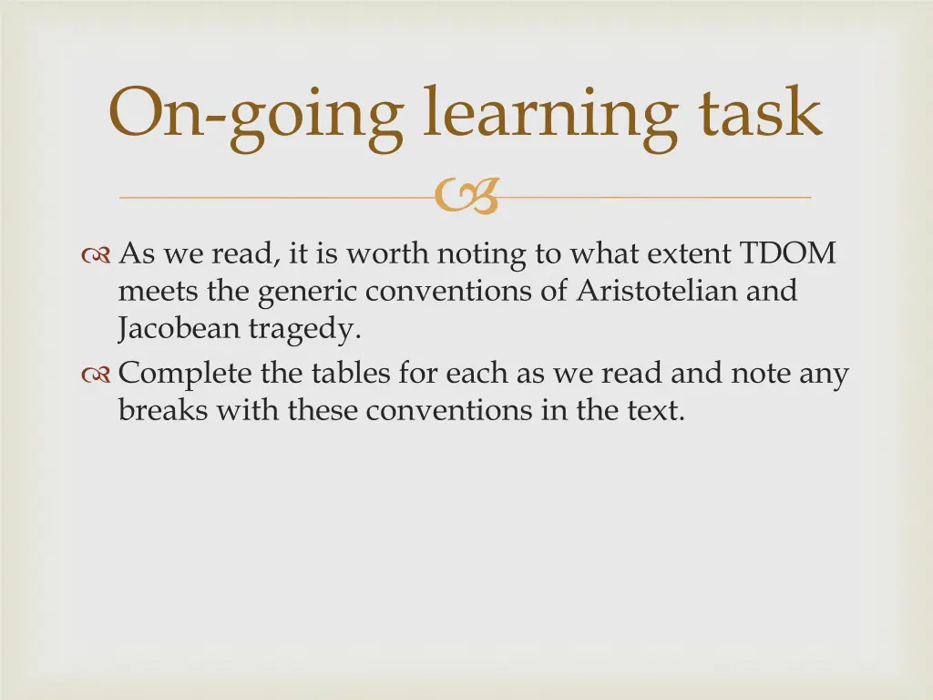 on going learning task