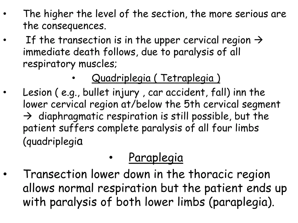 the higher the level of the section the more