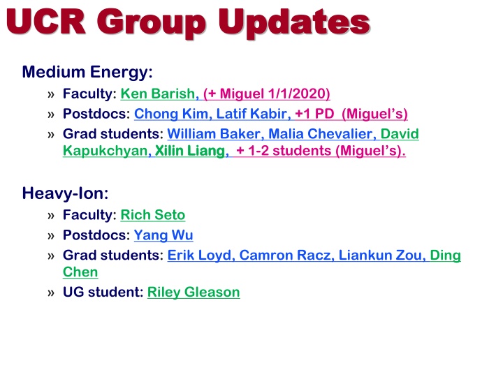 ucr group updates ucr group updates