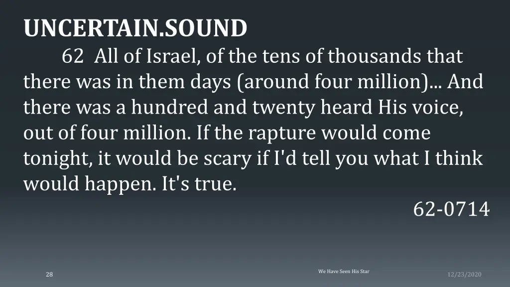 uncertain sound 62 all of israel of the tens