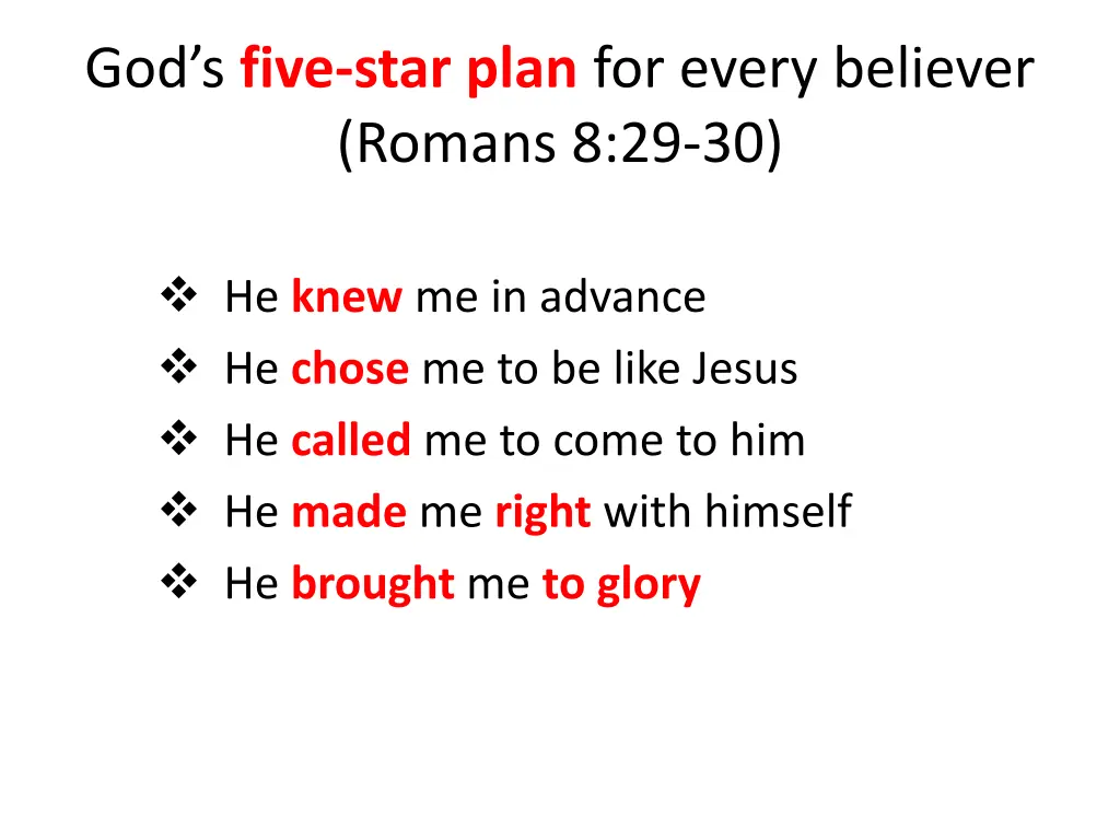 god s five star plan for every believer romans