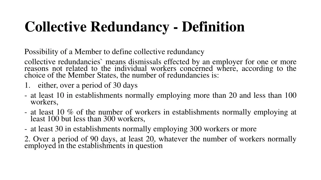 collective redundancy definition