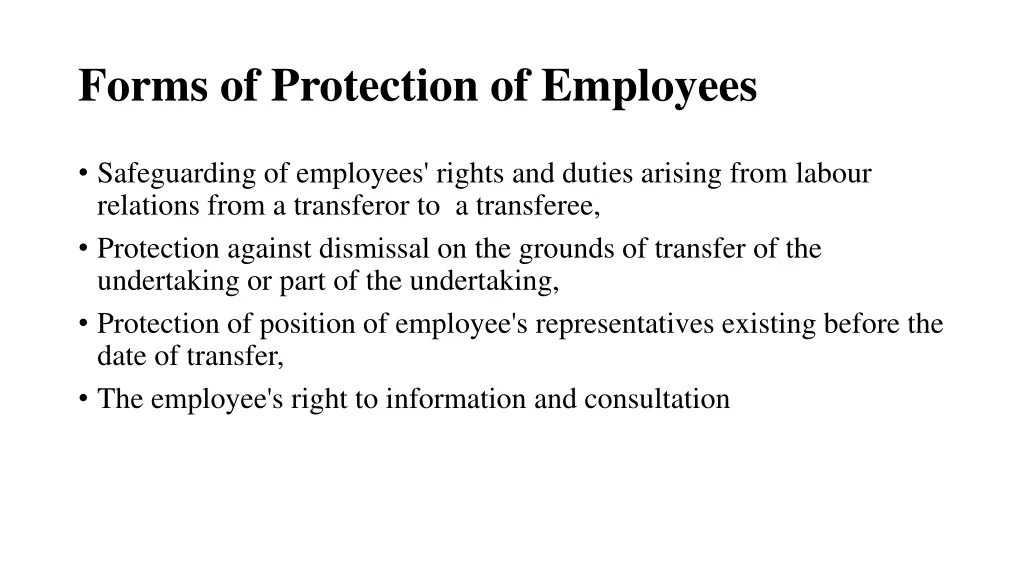 forms of protection of employees