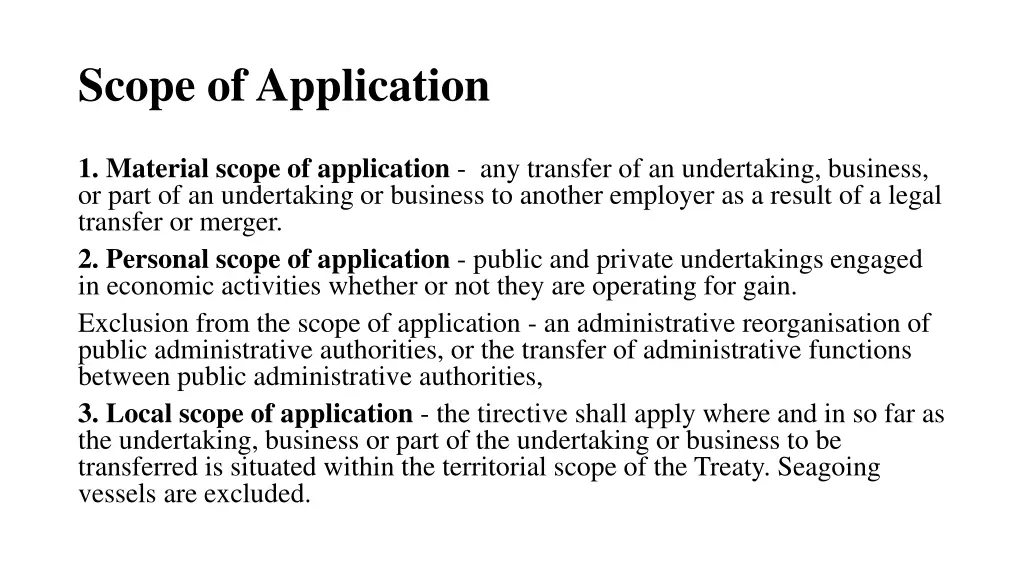 scope of application