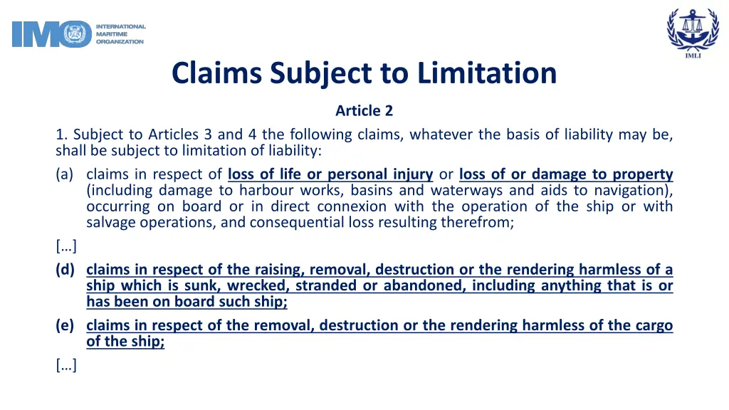 claims subject to limitation