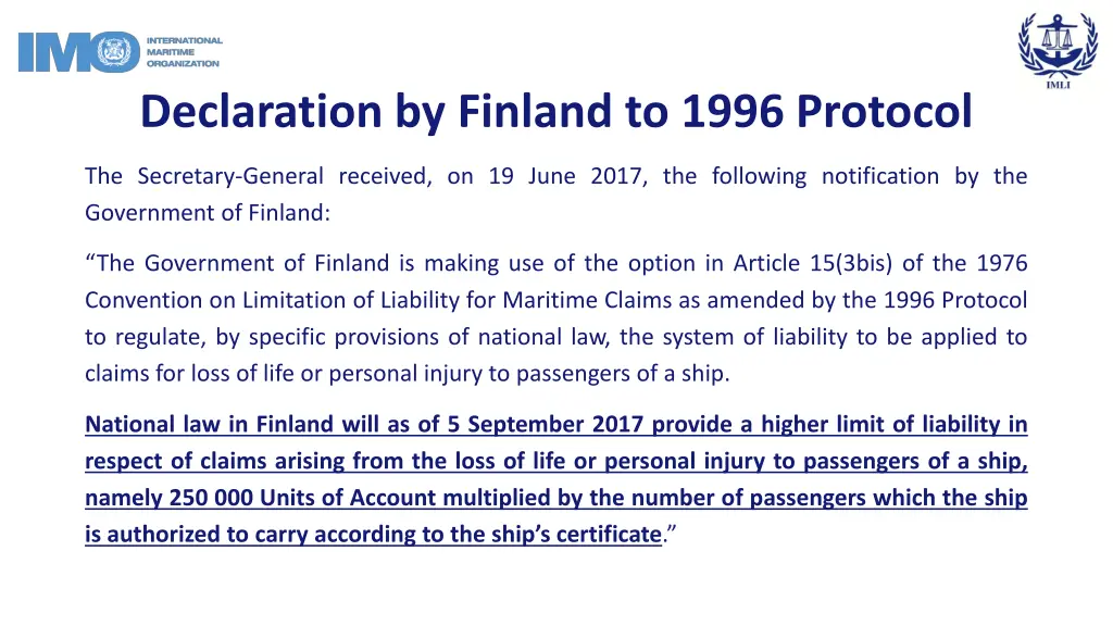 declaration by finland to 1996 protocol