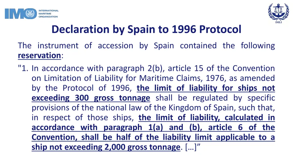 declaration by spain to 1996 protocol