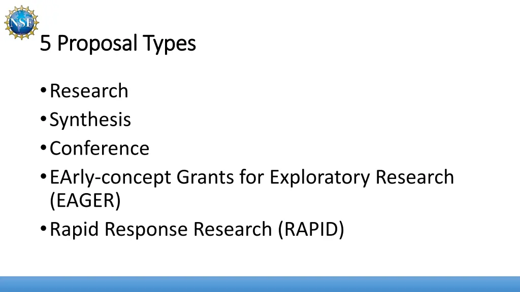 5 proposal types 5 proposal types