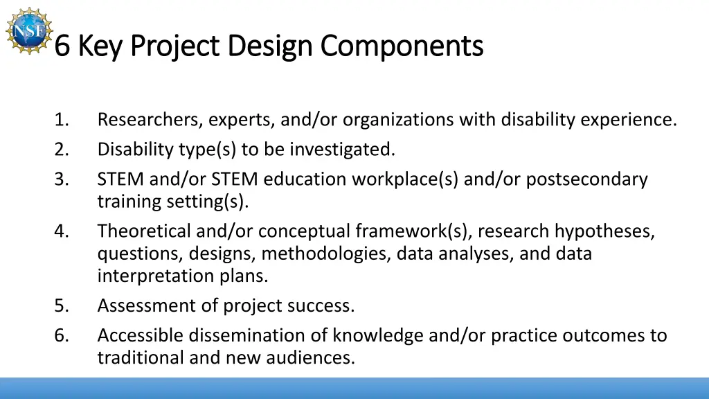 6 key project design components 6 key project