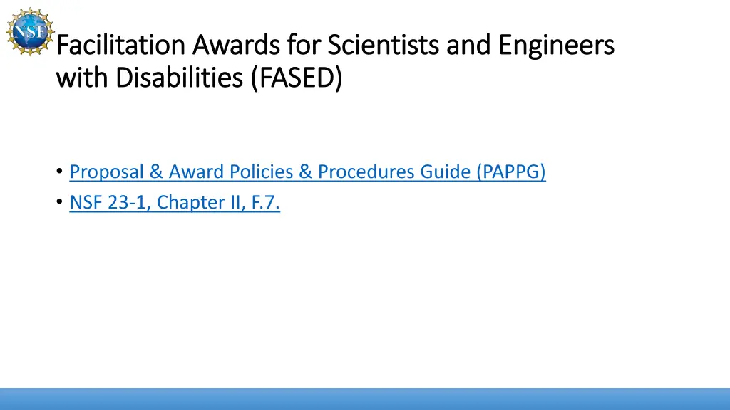 facilitation awards for scientists and engineers