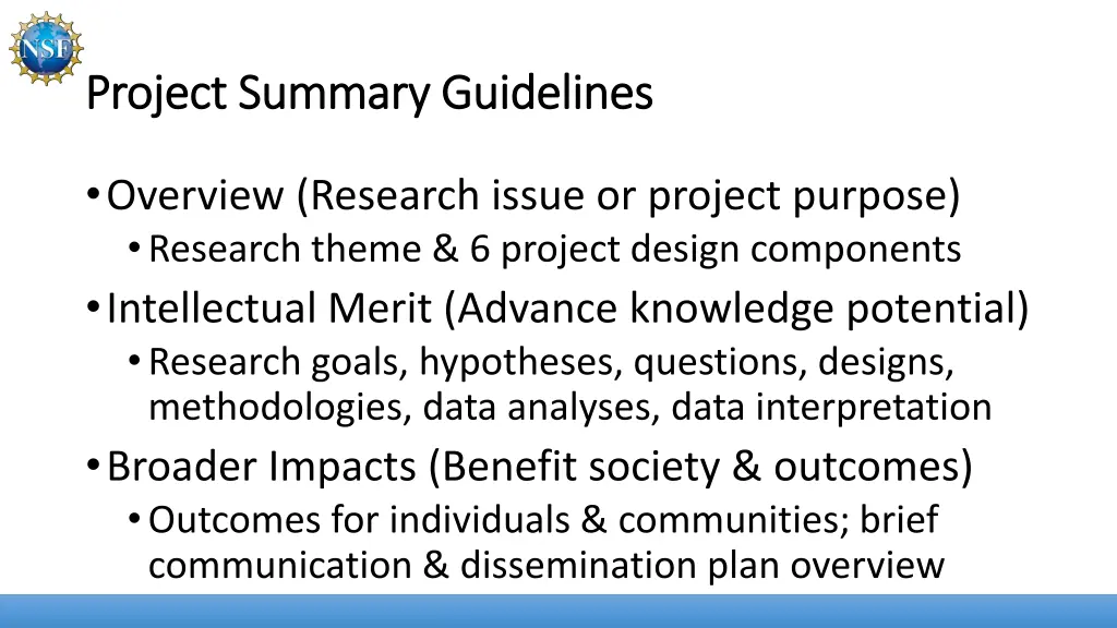 project summary guidelines project summary