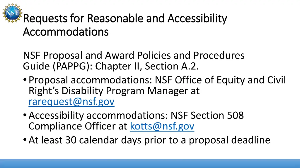 requests for reasonable and accessibility