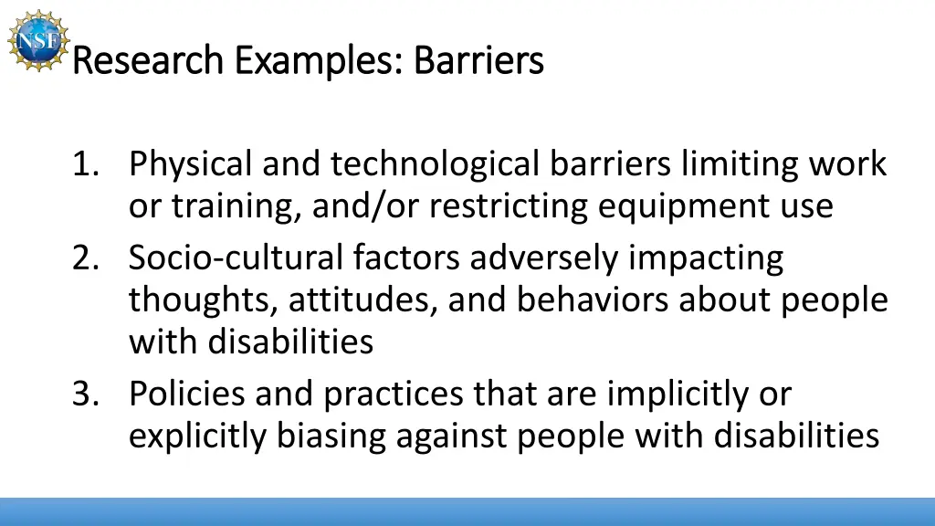 research examples barriers research examples