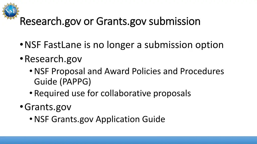 research gov or grants gov submission research