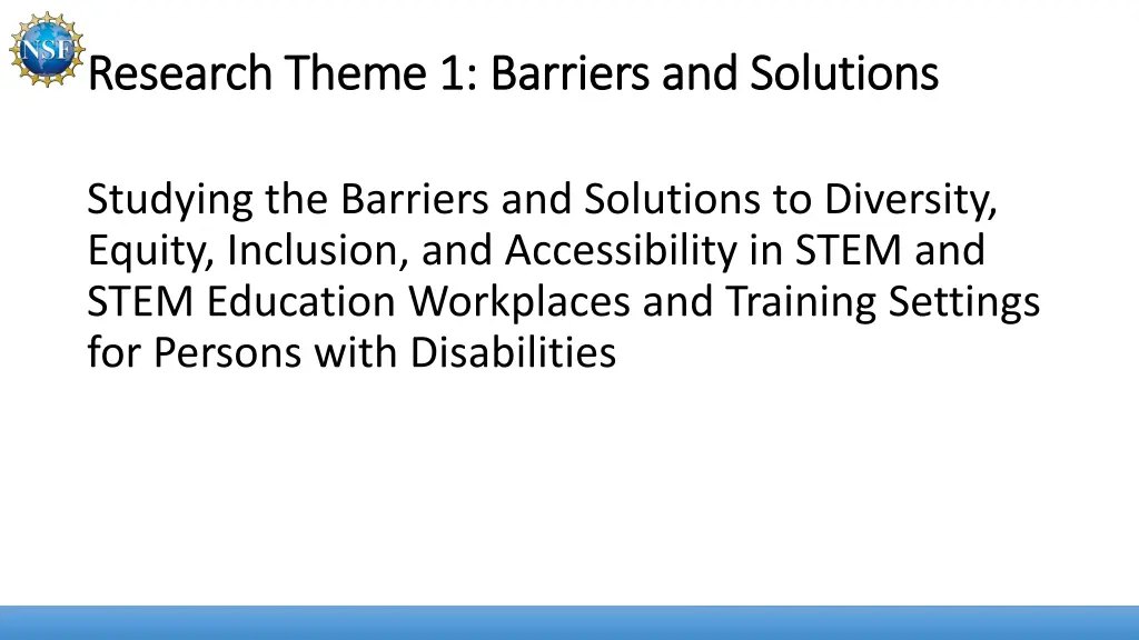 research theme 1 barriers and solutions research