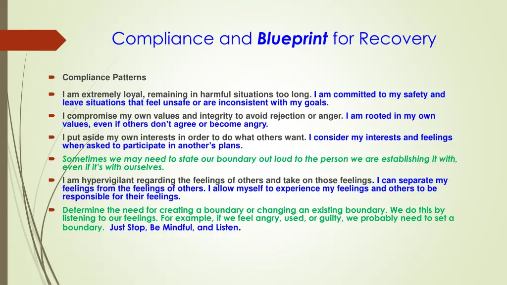 compliance and blueprint for recovery