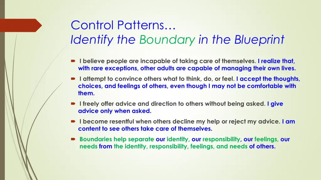 control patterns identify the boundary