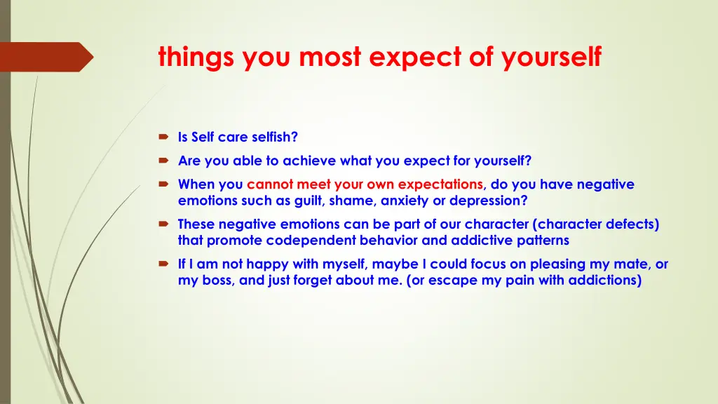 things you most expect of yourself