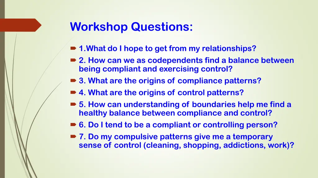 workshop questions