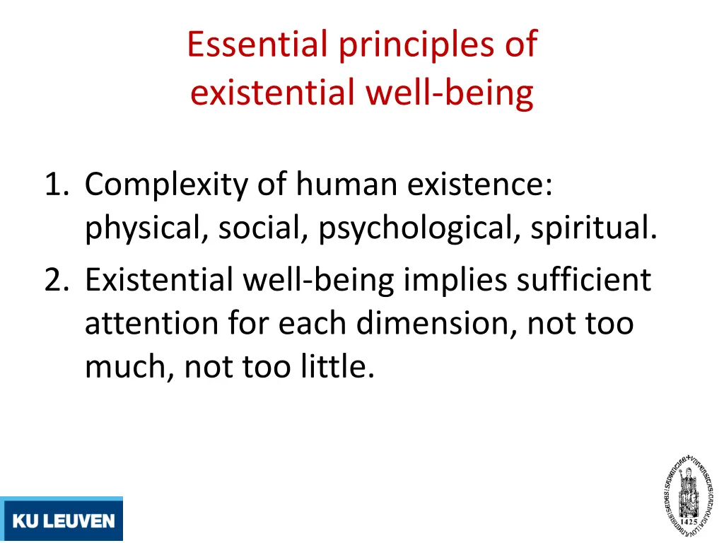 essential principles of existential well being