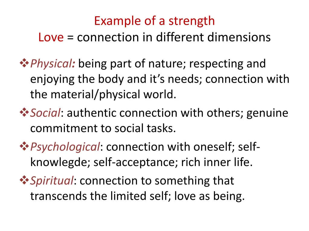 example of a strength love connection