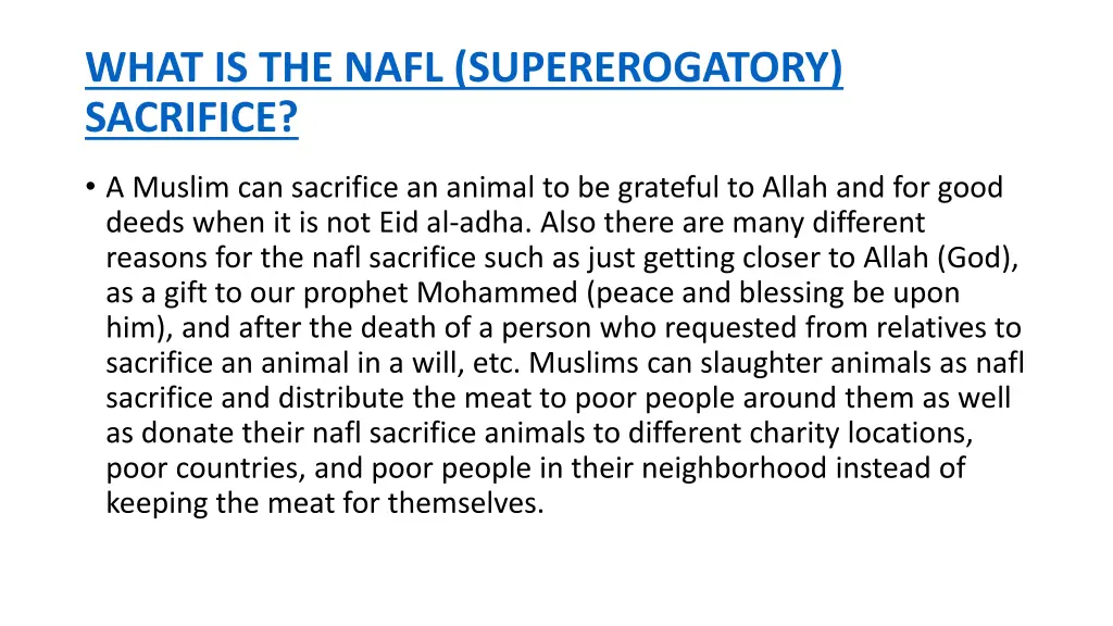 what is the nafl supererogatory sacrifice