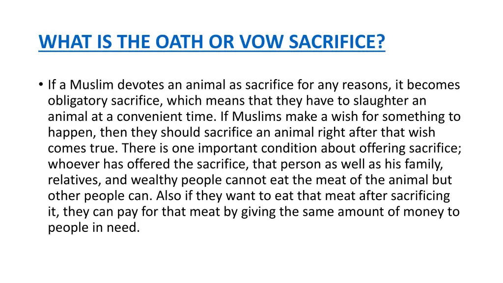 what is the oath or vow sacrifice