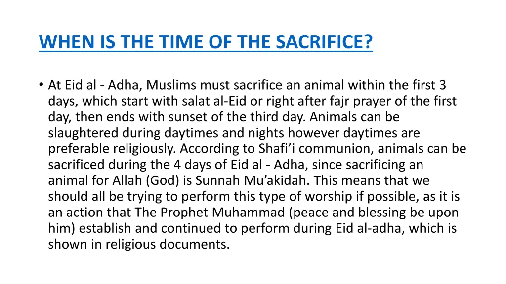 when is the time of the sacrifice