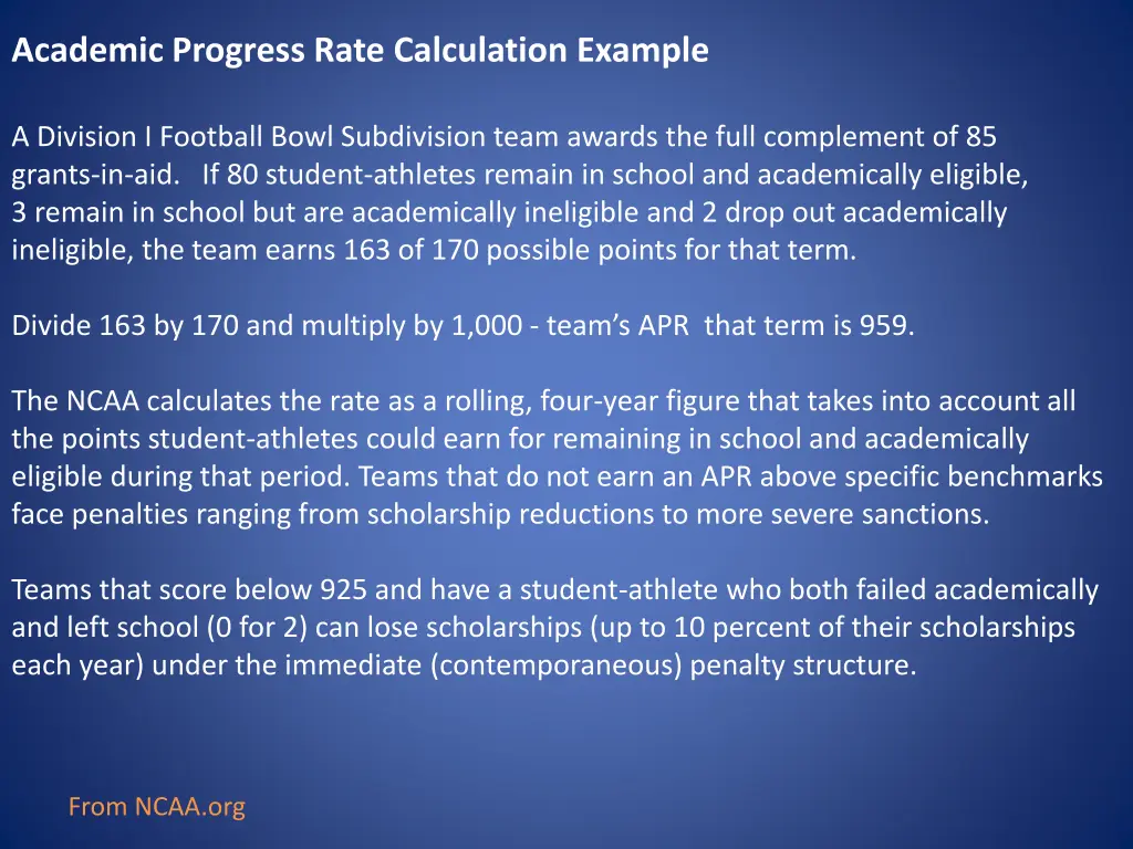 academic progress rate calculation example