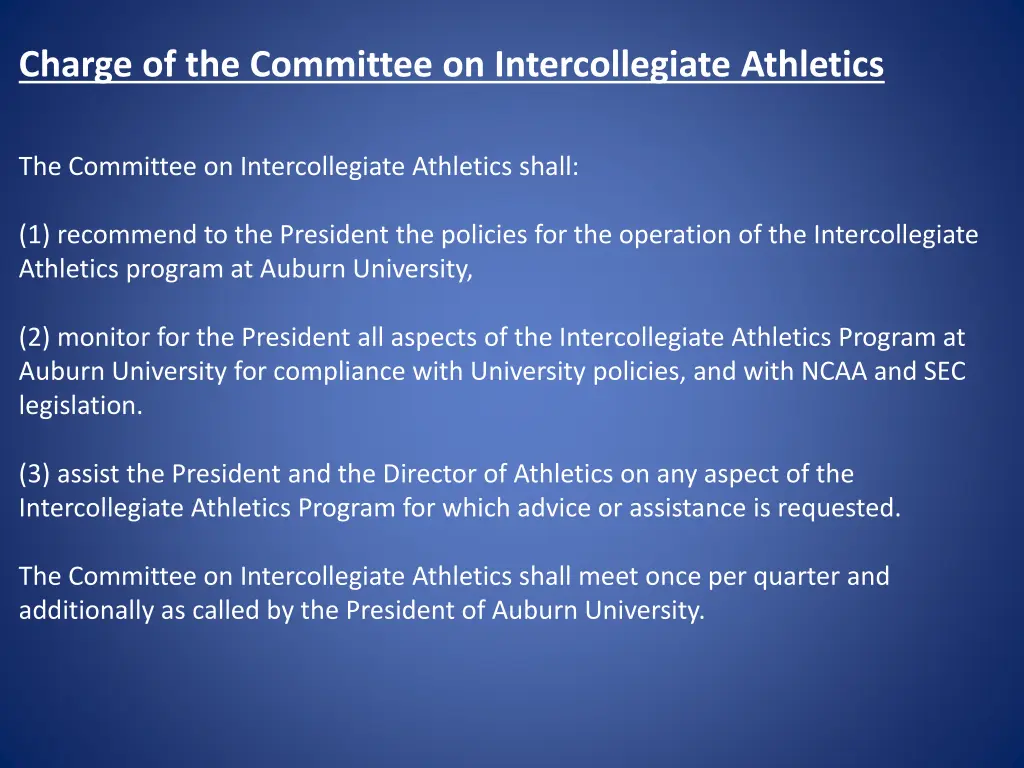 charge of the committee on intercollegiate