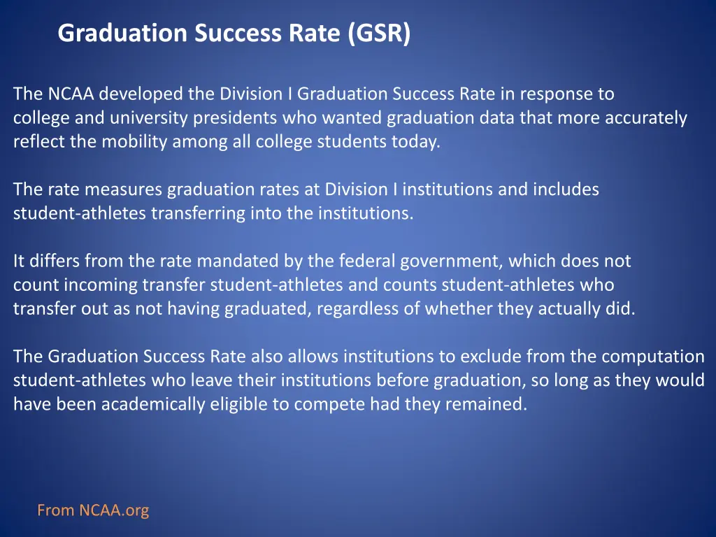 graduation success rate gsr