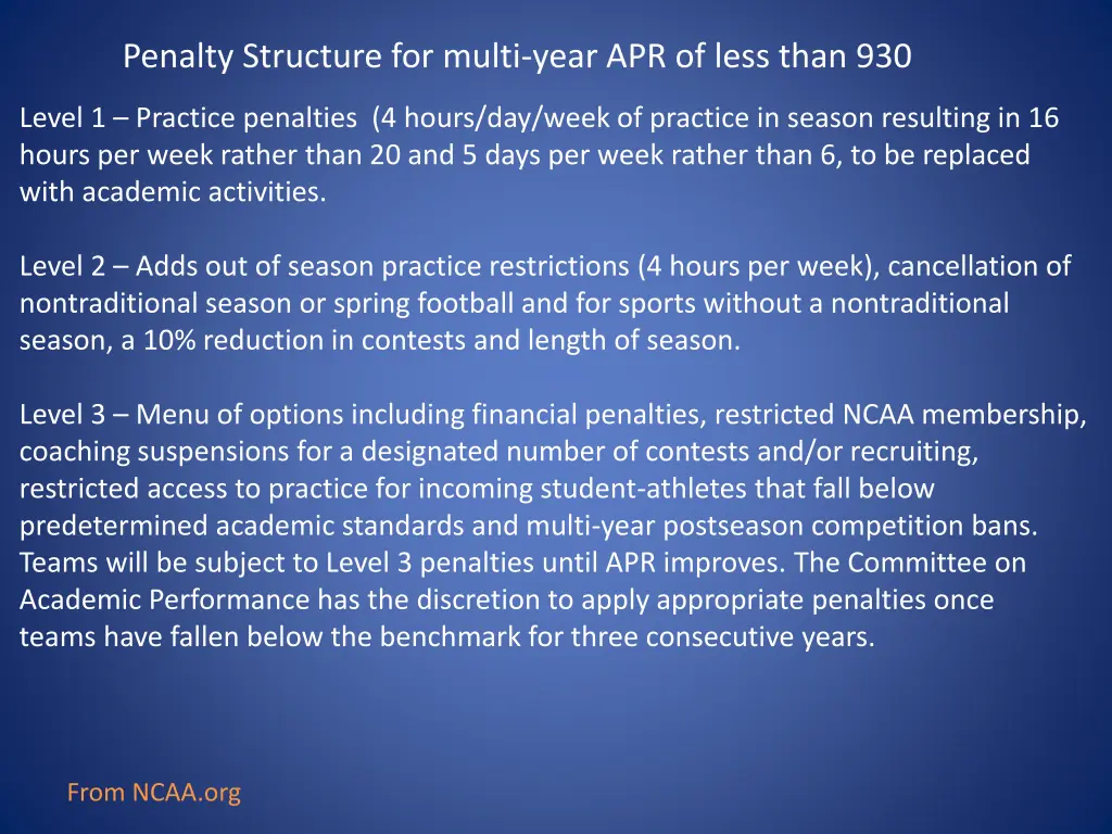 penalty structure for multi year apr of less than