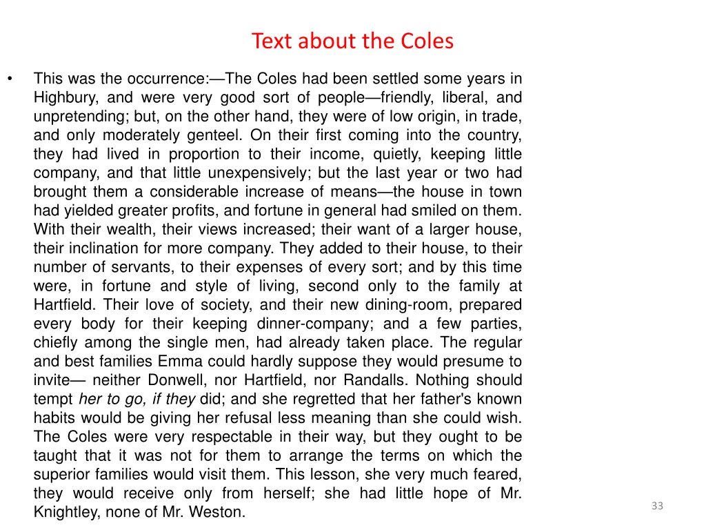 text about the coles