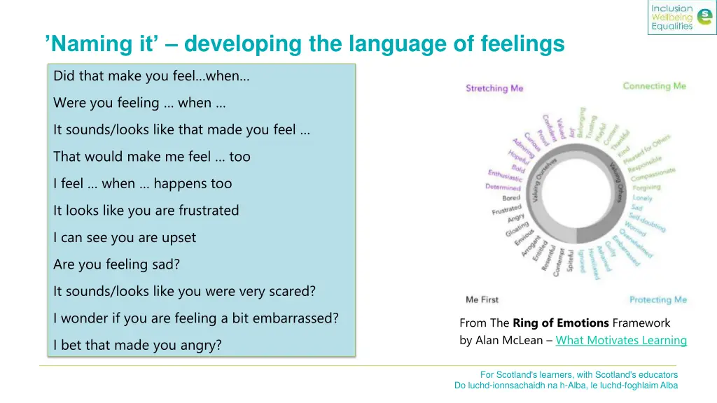 naming it developing the language of feelings