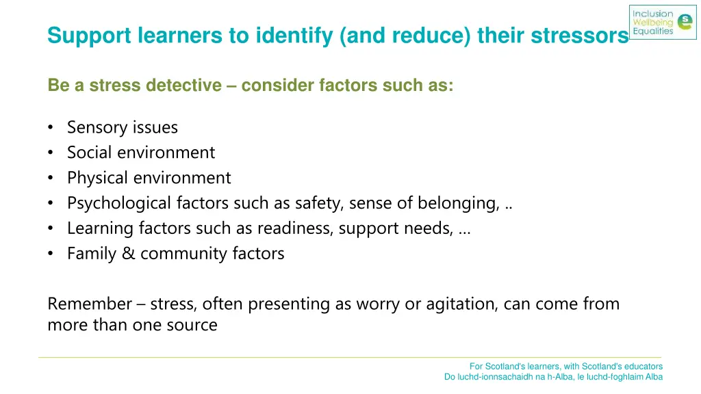 support learners to identify and reduce their