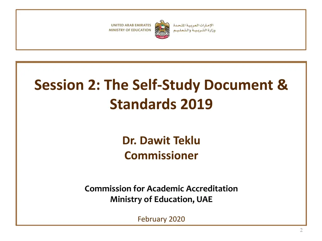 session 2 the self study document standards 2019