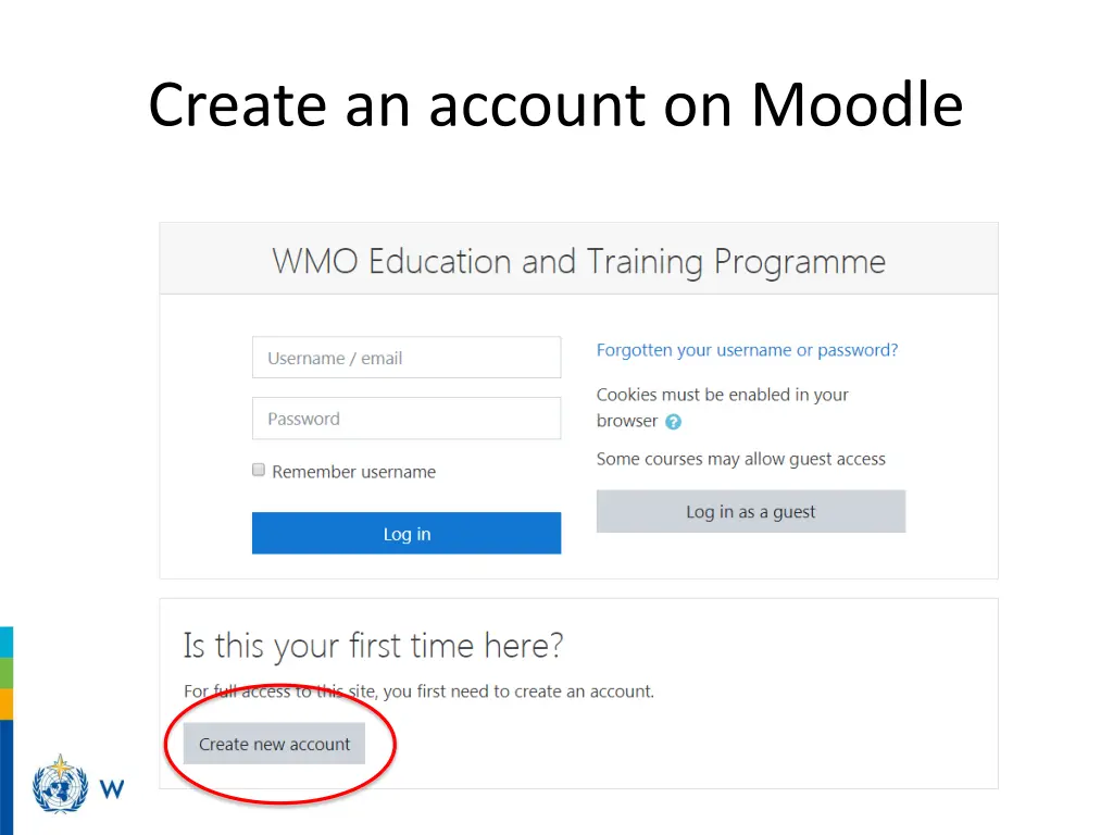 create an account on moodle