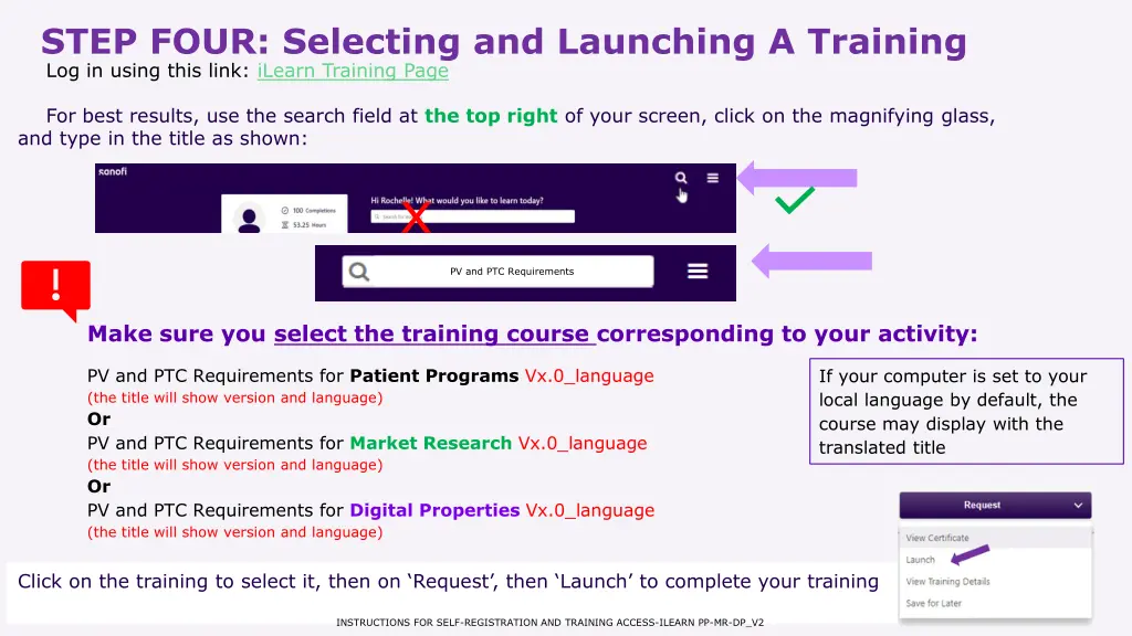 step four selecting and launching a training