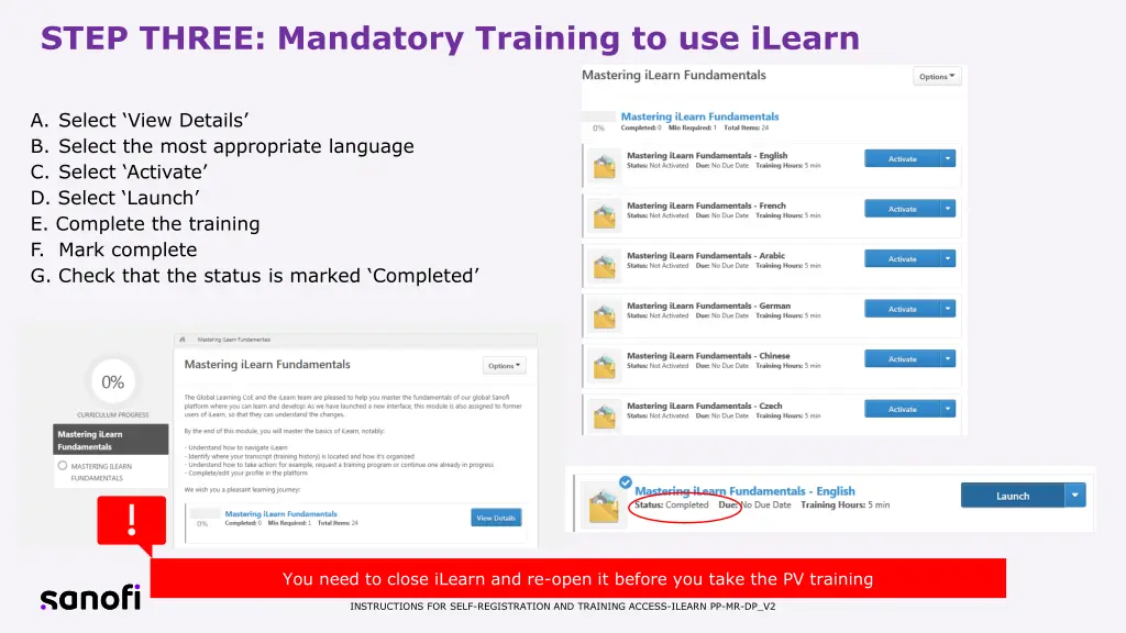 step three mandatory training to use ilearn