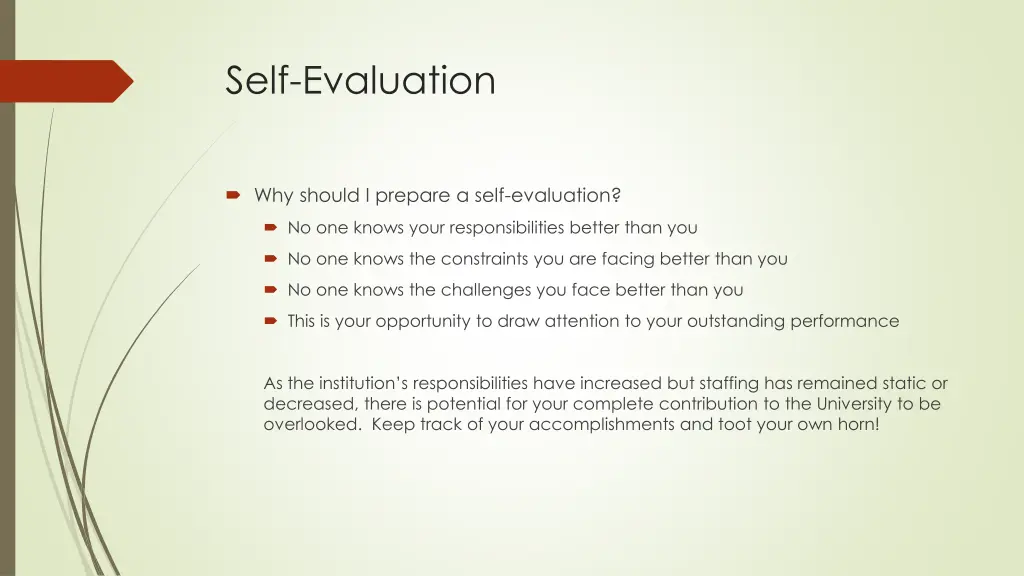 self evaluation