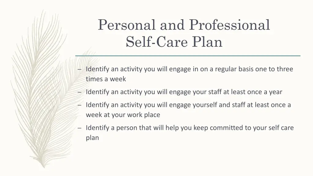 personal and professional self care plan