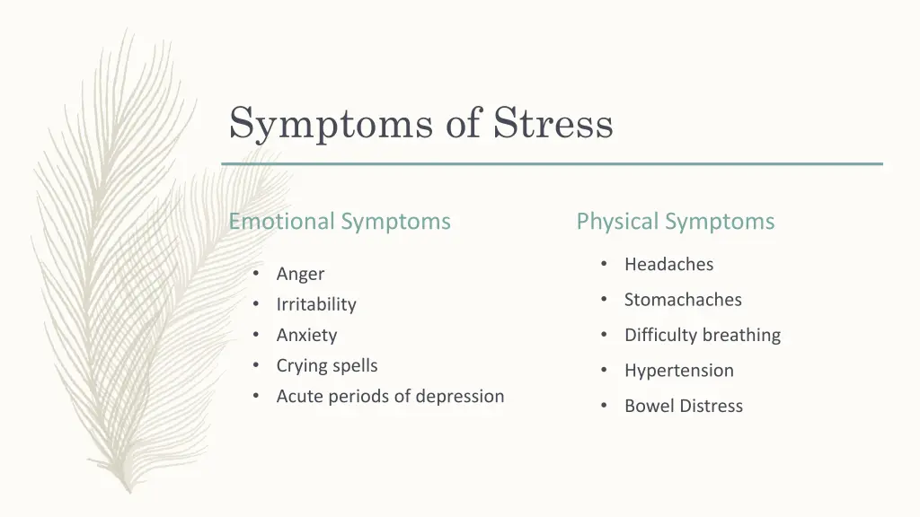 symptoms of stress