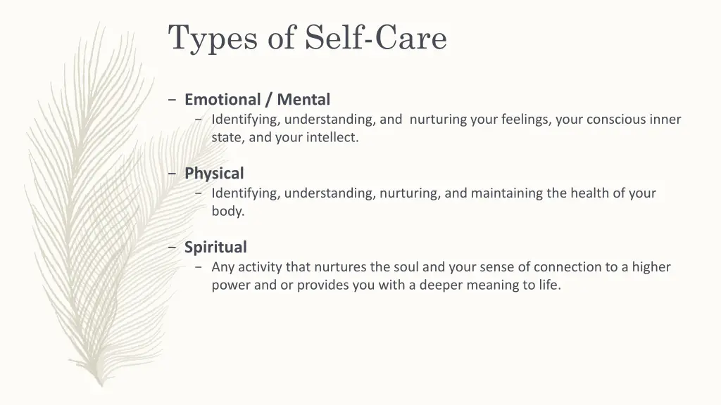 types of self care