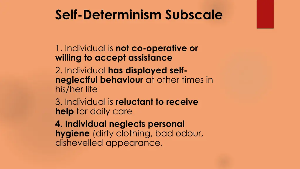 self determinism subscale