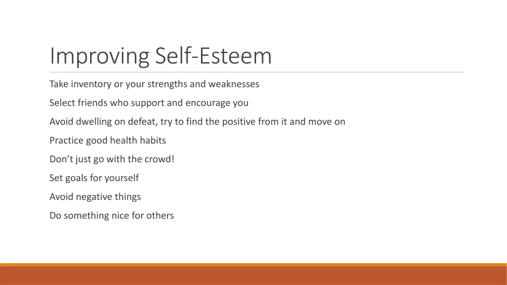 improving self esteem