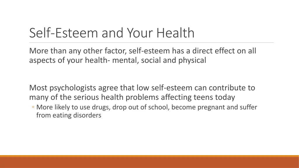 self esteem and your health