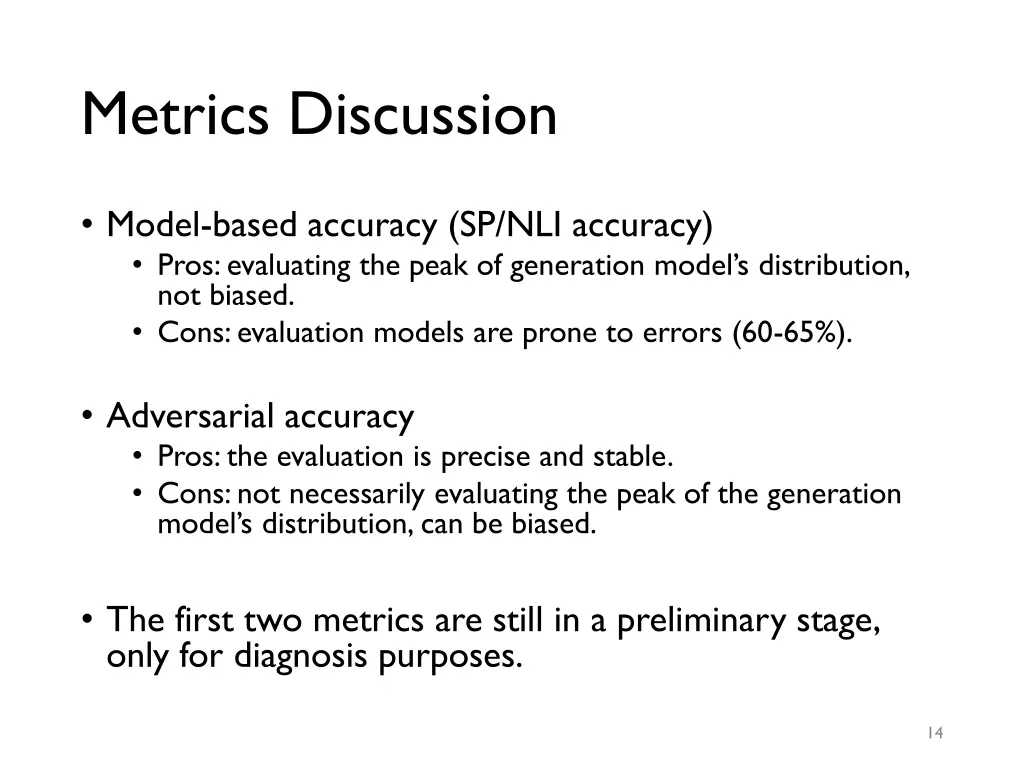 metrics discussion