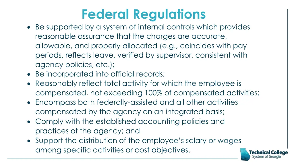 federal regulations be supported by a system