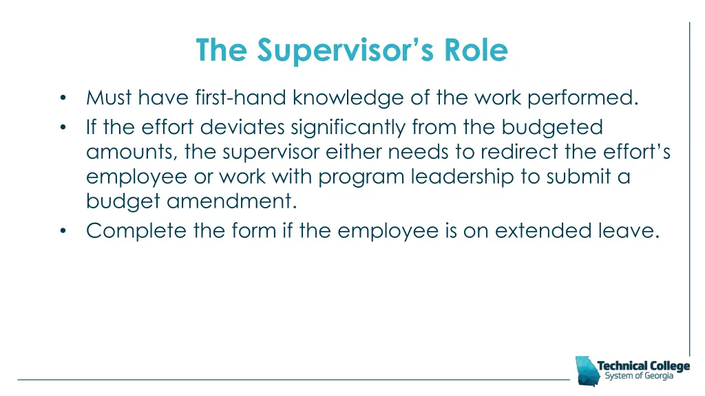 the supervisor s role