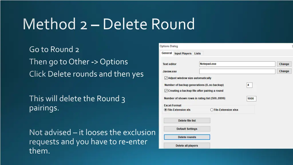 method 2 delete round